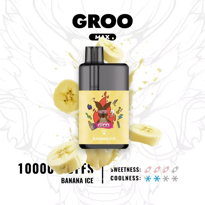 GROO MAX 10000 Puffs Banana Ice Flavour Genuine Aussie Stock Low Nicotine Disposable Vape Pen No MOQ Best Seller