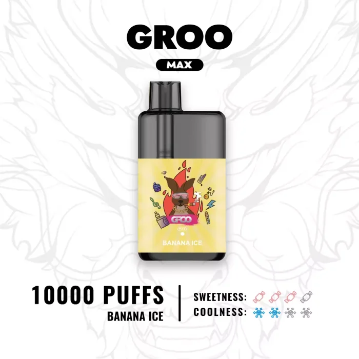 GROO MAX 10000 Puffs Banana Ice Flavour Genuine Aussie Stock 3 GROO MAX 10000 Puffs Banana Ice Flavour Disposable Vape