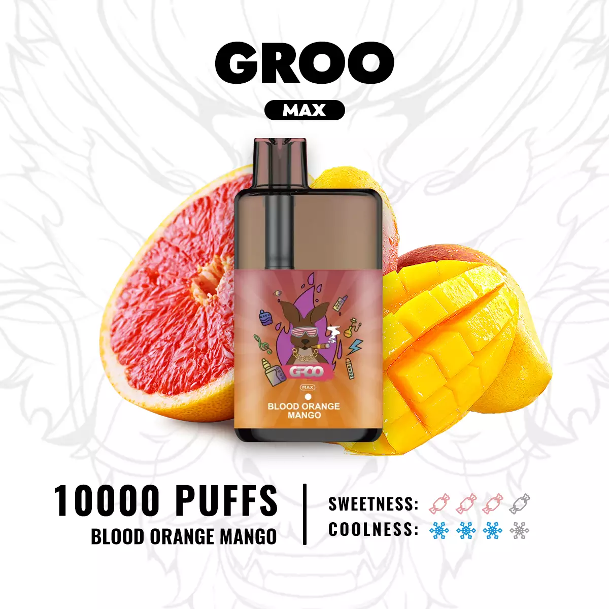 GROO MAX 10000 Puffs Blood Orange Mango Flavour Genuine Aussie Stock 2 Shocking Truth: GRoo MAX 10000 puffs Battery Recharges Needed to Kill 12ml Vape Juice​