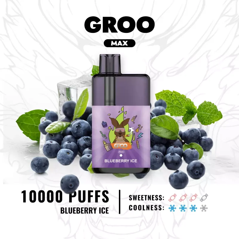 GROO MAX 10000 Puffs Blueberry Ice Smoothie Flavour Genuine Aussie Stock Low Nicotine Disposable Vape Pen No MOQ Best Seller
