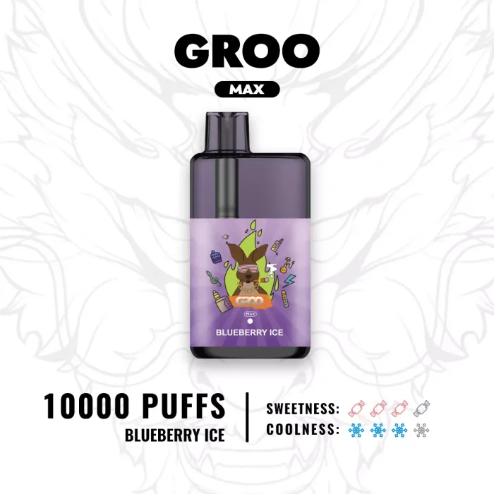 GROO MAX 10000 Puffs Blueberry Ice Smoothie Flavour Genuine Aussie Stock 3 GROO MAX 10000 Puffs Blueberry Ice Flavour Disposable Vape