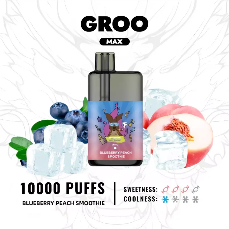 GROO MAX 10000 Puffs Blueberry Peach Smoothie Flavour Genuine Aussie Stock Low Nicotine Disposable Vape Pen No MOQ Best Seller