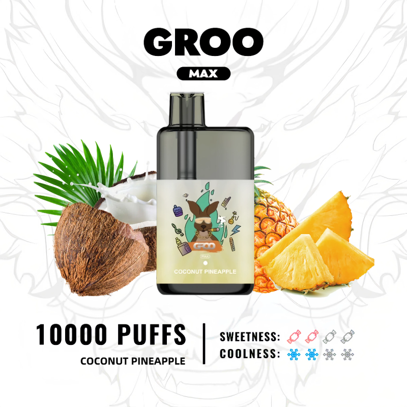 GROO MAX 10000 Puffs Coconut Pineapple Flavour Genuine Aussie Stock Low Nicotine Disposable Vape Pen No MOQ Best Seller