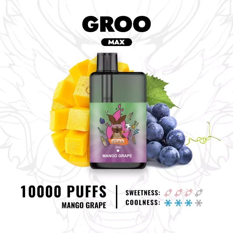 GROO MAX 10000 Puffs Mango Grape Flavour Genuine Aussie Stock Low Nicotine Disposable Vape Pen No MOQ Best Seller