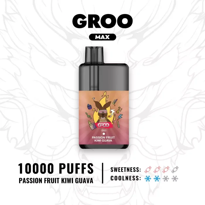 GROO MAX 10000 Puffs Passion Fruit Kiwi Guava Flavour Genuine Aussie Stock 2 GROO MAX 10000 Puffs Passion Fruit Kiwi Guava Flavour Disposable Vape