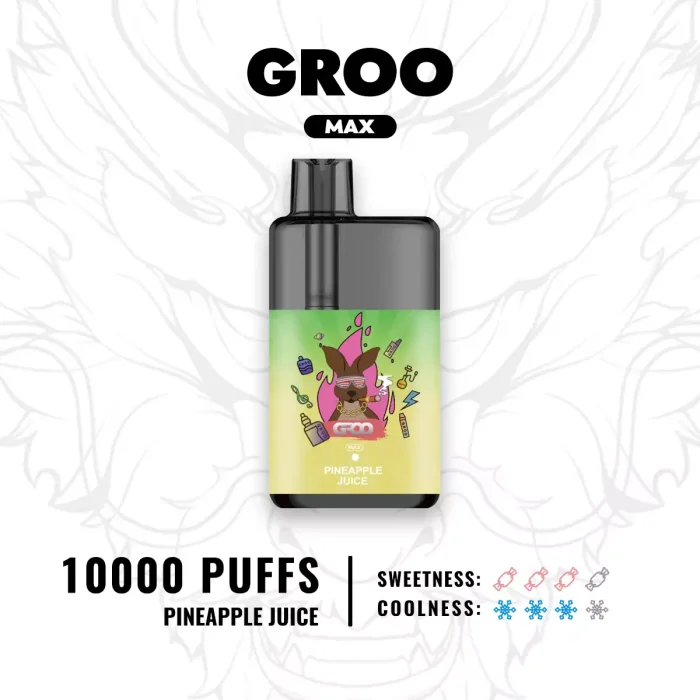 GROO MAX 10000 Puffs Pineapple Juice Flavour Genuine Aussie Stock 3 GROO MAX 10000 Puffs Pineapple Juice Flavour Disposable Vape