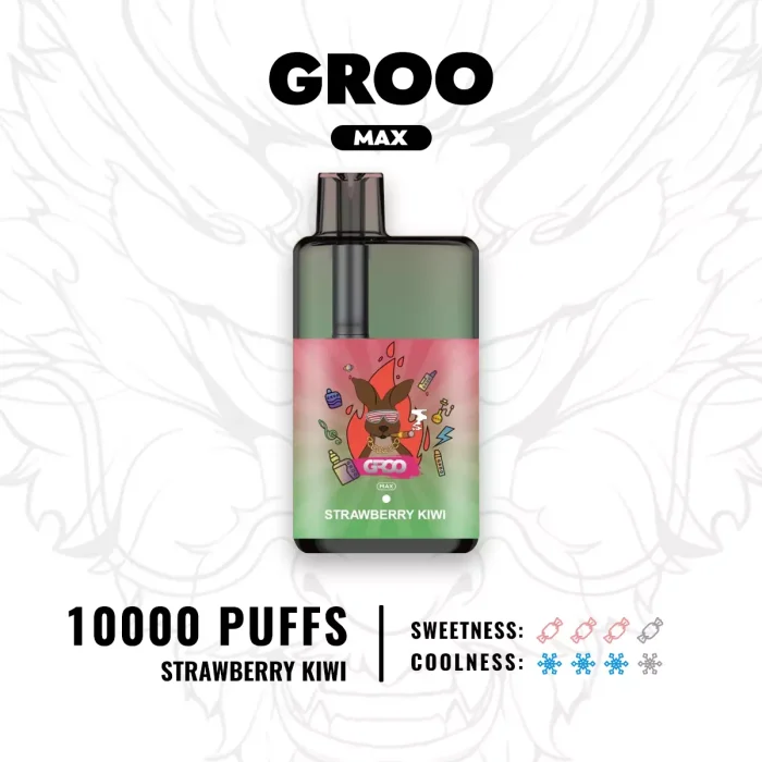 GROO MAX 10000 Puffs Strawberry Kiwi Flavour Genuine Aussie Stock 2 GROO MAX 10000 Puffs Strawberry Kiwi Flavour Disposable Vape