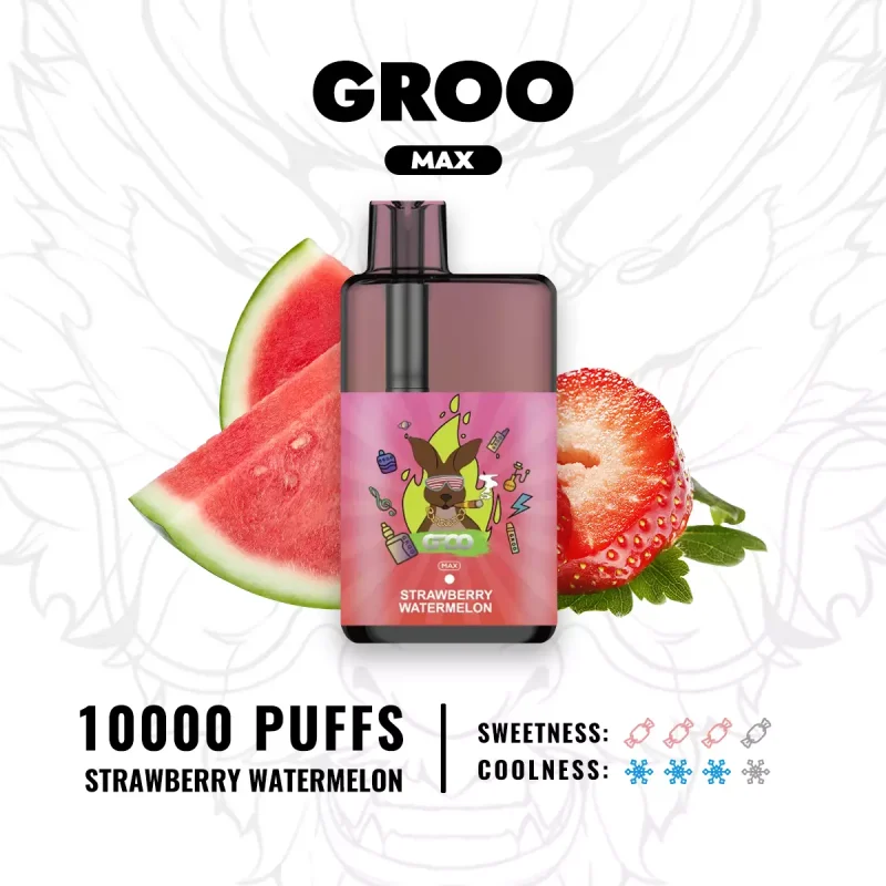 GROO MAX 10000 Puffs Strawberry Watermelon Flavour Genuine Aussie Stock Low Nicotine Disposable Vape Pen No MOQ Best Seller