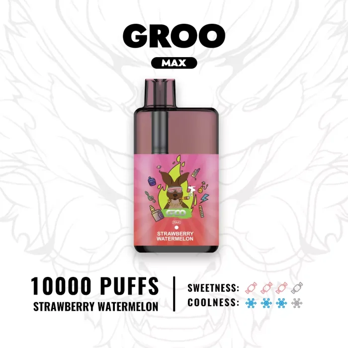 GROO MAX 10000 Puffs Strawberry Watermelon Flavour Genuine Aussie Stock 3 GROO MAX 10000 Puffs Strawberry Watermelon Flavour Disposable Vape