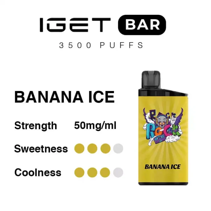 IGET BAR 3500 Puffs Banana Ice Flavour Genuine Aussie Stock 1 IGET BAR 3500 Puffs Banana Ice Flavour Rechargeable Disposable Vape