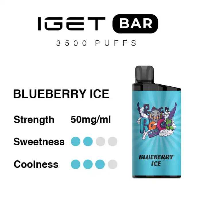 IGET BAR 3500 Puffs Blueberry Ice Flavour Genuine Aussie Stock 1 IGET BAR 3500 Puffs Blueberry Ice Flavour Rechargeable Disposable Vape