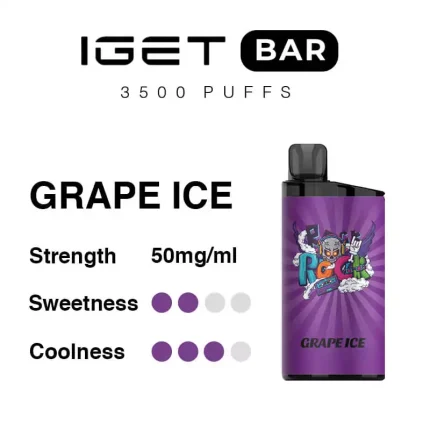 IGET BAR 3500 Puffs Grape Ice Flavour Rechargeable Disposable Vape