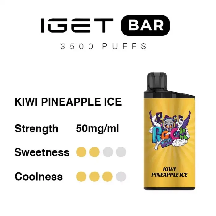 IGET BAR 3500 Puffs Kiwi Pineapple Flavour Genuine Aussie Stock 1 IGET BAR 3500 Puffs Kiwi Pineapple Flavour Rechargeable Disposable Vape