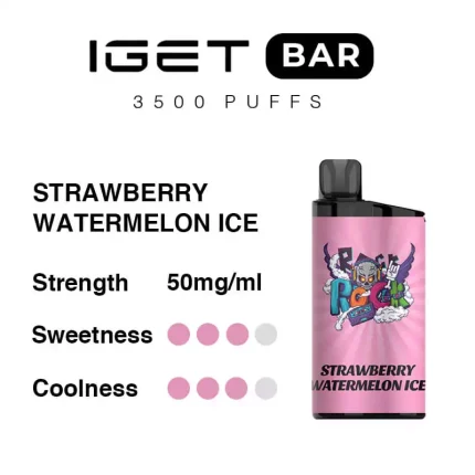 IGET BAR 3500 Puffs Strawberry Watermelon Flavour Rechargeable Disposable Vape