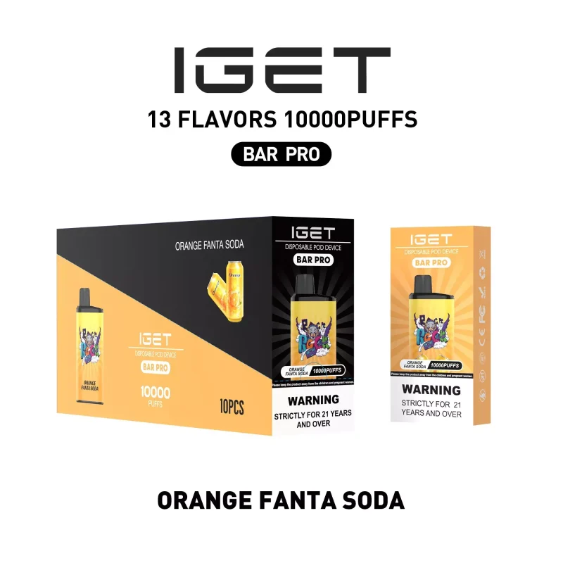 IGET BAR PRO 10000 Puffs Orange Fanta Soda Flavour Genuine Aussie Stock Low Nicotine Disposable Vape Pen No MOQ Best Seller