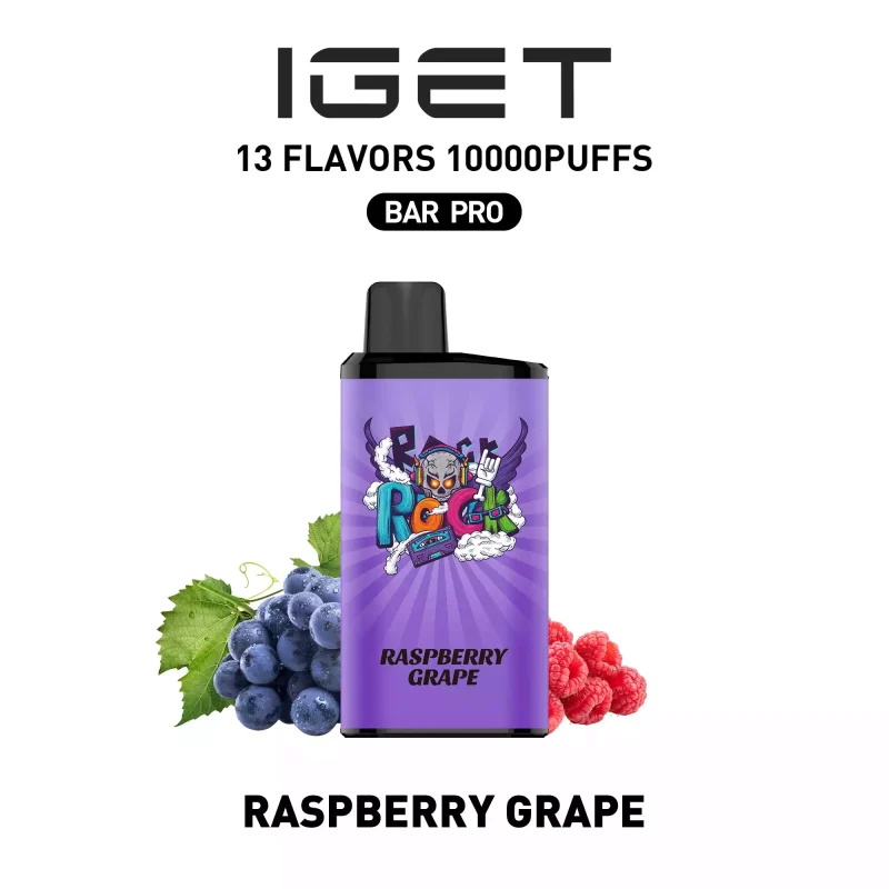 IGET BAR PRO 10000 Puffs Raspberry Grape Flavour Genuine Aussie Stock 1 Home
