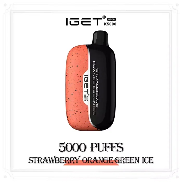 IGET MOON K5000 Puffs Strawberry Orange Green Ice Flavour Genuine Aussie Stock IGET MOON K5000 Strawberry Orange Green Ice Flavour 5000 Puffs Disposable Vape