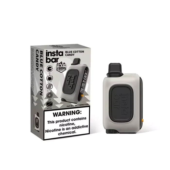 INSTABAR WT 15000 Puffs Blue Cotton Candy Flavour Genuine Aussie Stock INSTABAR WT 15000 Blue Cotton Candy Flavour Rechargeable 15000 PUFFS Disposable Vape
