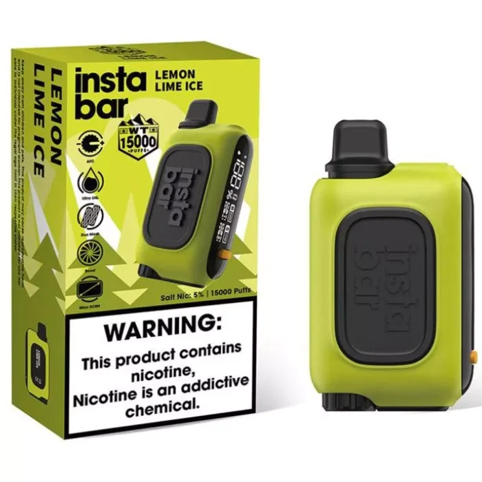 INSTABAR WT 15000 Puffs Lemon Lime Ice Flavour Genuine Aussie Stock INSTABAR WT 15000 Lemon Lime Ice Flavour Rechargeable 15000 PUFFS Disposable Vape
