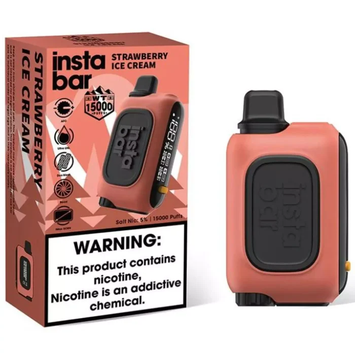INSTABAR WT 15000 Puffs Strawberry Ice Cream Flavour Genuine Aussie Stock INSTABAR WT 15000 Strawberry Ice Cream Flavour Rechargeable 15000 PUFFS Disposable Vape