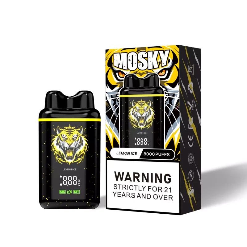 MOSKY NASAL 8000 Puffs Lemon Ice Flavour Smart Screen Genuine Aussie Stock Low Nicotine Rechargeable Disposable Vape Pen No MOQ Best Seller