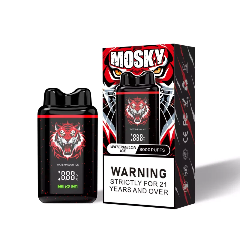 MOSKY NASAL 8000 Puffs Watermelon Ice Flavour Smart Screen Genuine Aussie Stock Low Nicotine Rechargeable Disposable Vape Pen No MOQ Best Seller