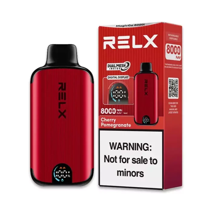 RELX MAGICGO 8000i Puffs Cherry Pomegranate Flavour Genuine Aussie Stock 1 RELX MAGICGO 8000i Cherry Pomegranate Flavour Rechargeable 8000 Puffs Disposable Vape