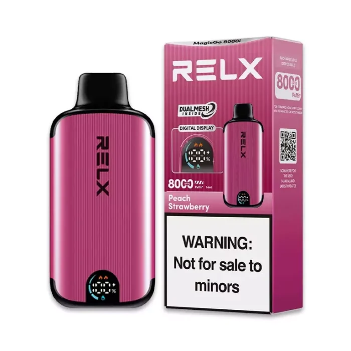 RELX MAGICGO 8000i Puffs Peach Strawberry Flavour Genuine Aussie Stock 1 RELX MAGICGO 8000i Puffs Peach Strawberry Flavour Rechargeable 8000 Puffs Disposable Vape