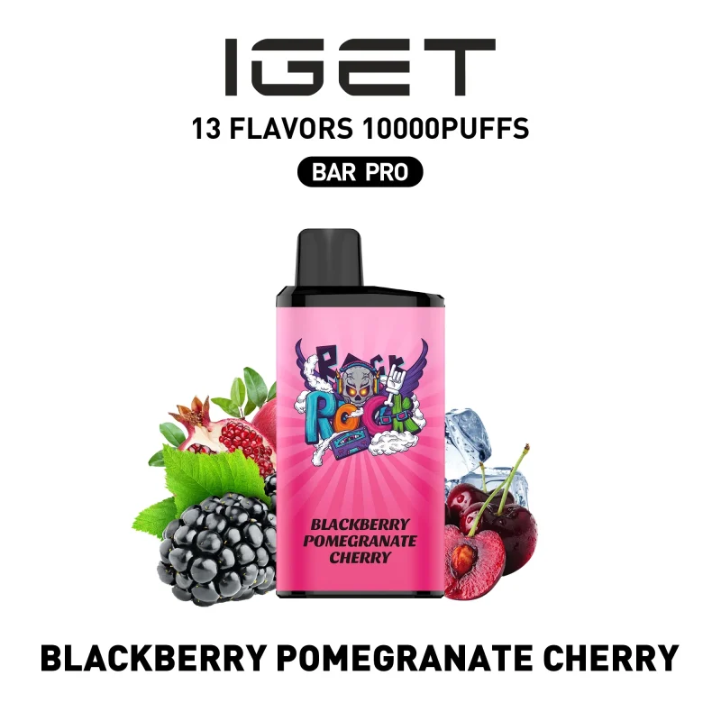 BlackberryPomeCherry IGET BAR PRO 10000 PUFFS Blackberry Pomegranate Cherry Flavour Disposable Vape