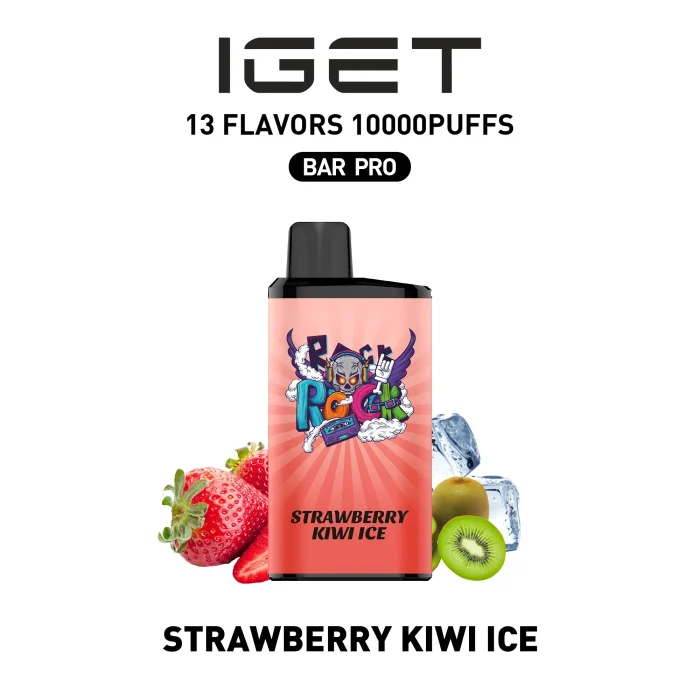 StrawberryKiwi IGET BAR PRO 10000 Puffs STRAWBERRY KIWI ICE Flavour Disposable Vape