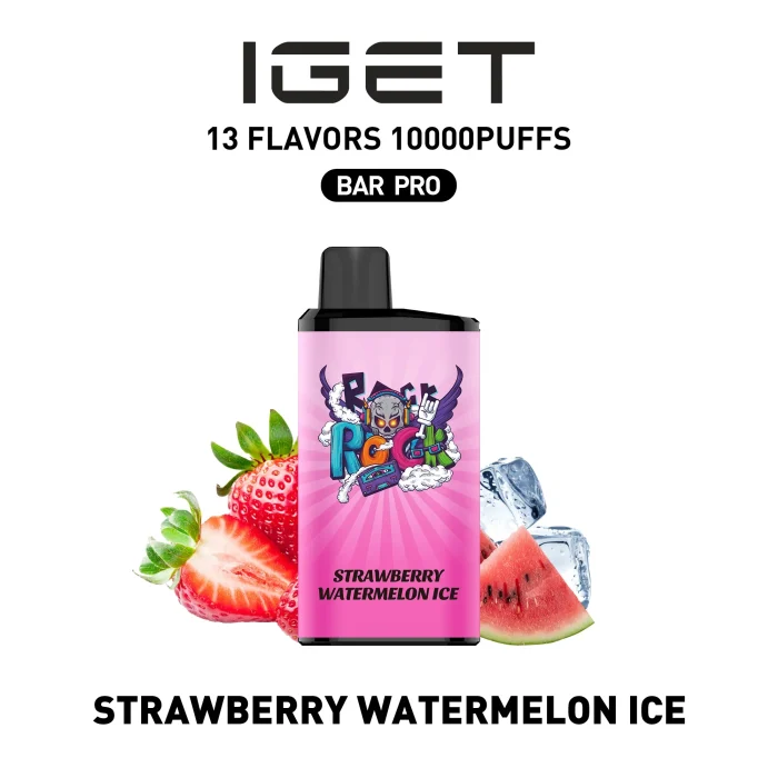 StrawberryWatermelonIce IGET BAR PRO 10000 Puffs Strawberry Watermelon Ice Flavour Disposable Vape